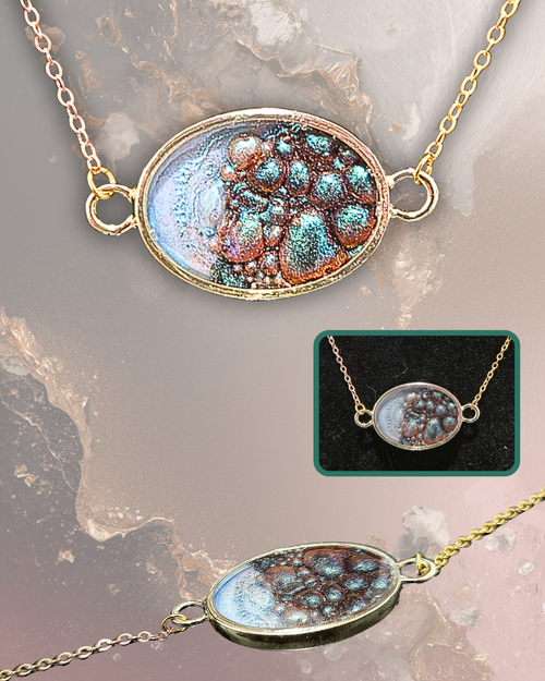 "Earth & Sky" Handmade Resin Pendant Necklace | Iridescent Bubbles