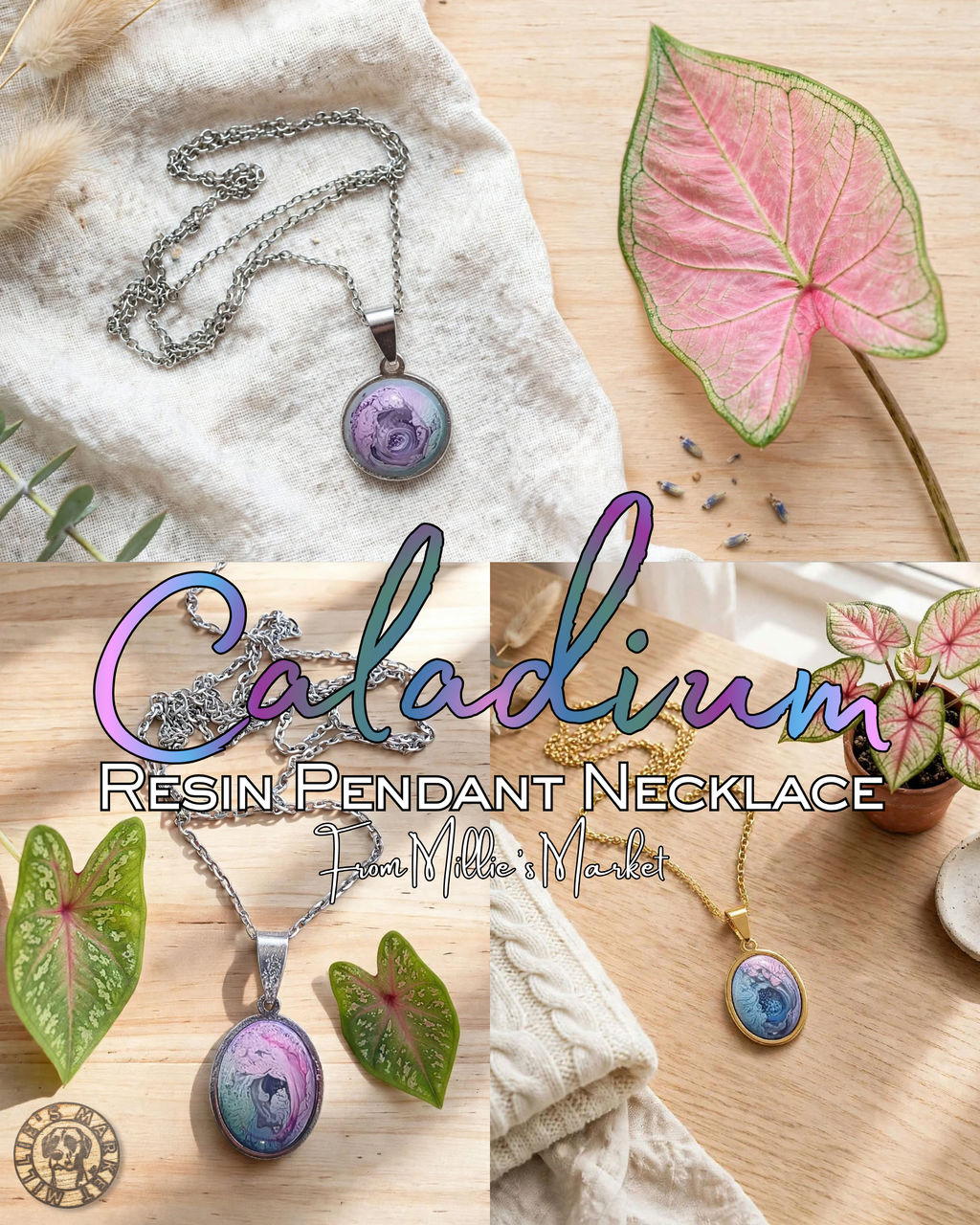 CALADIUM Handmade Resin Petri Pendant Necklace