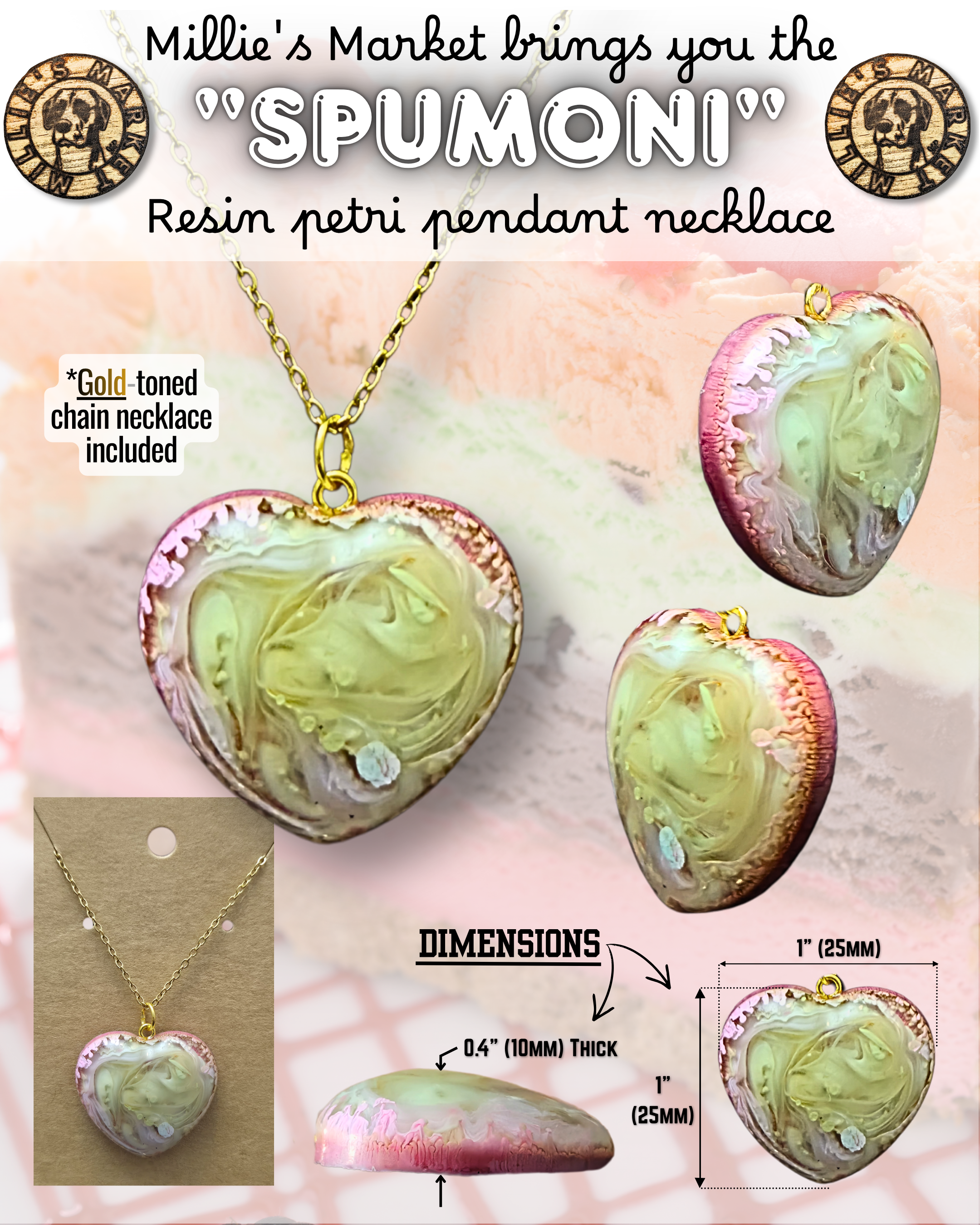 SPUMONI Handmade Resin Petri Pendant Necklace