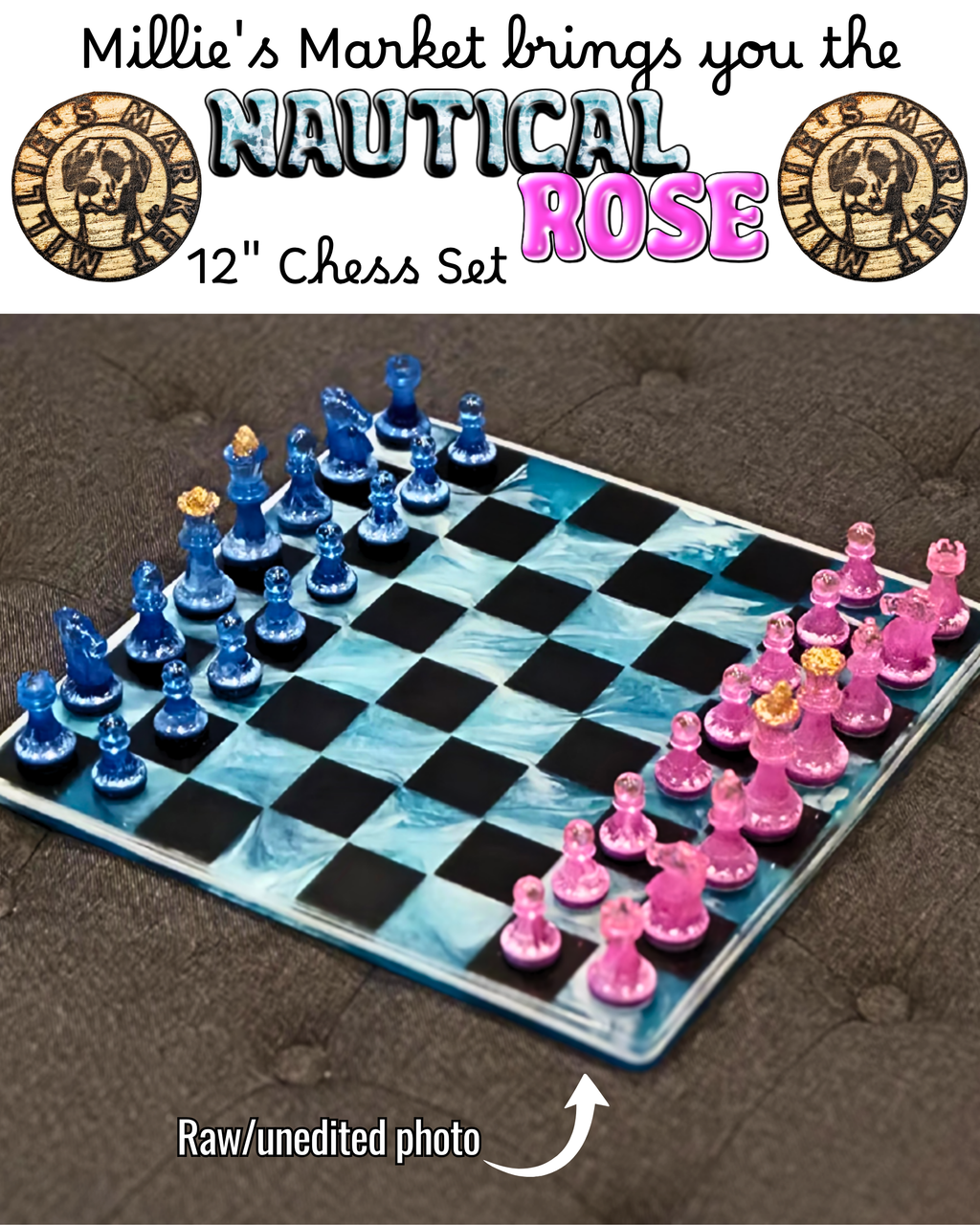 NAUTICAL ROSE Handmade Resin Chess Set