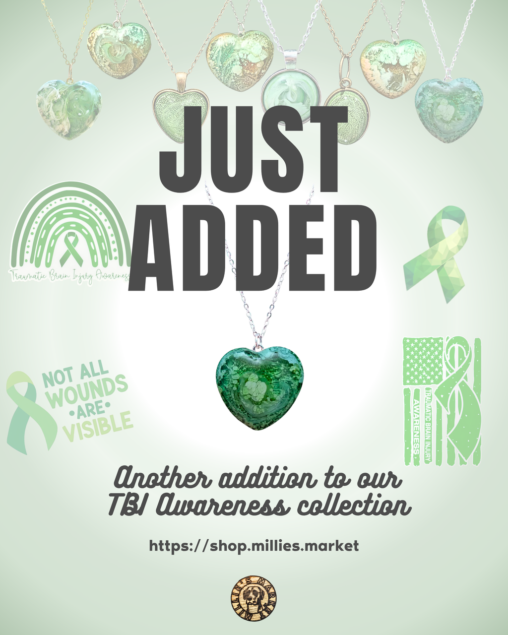 TBI AWARENESS Handmade Resin Petri Pendant Necklace