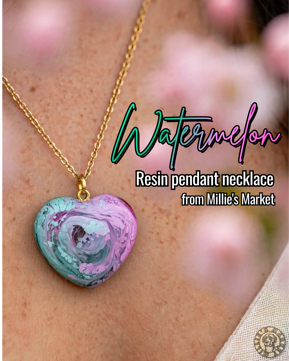 WATERMELON Handmade Resin Petri Pendant Necklace
