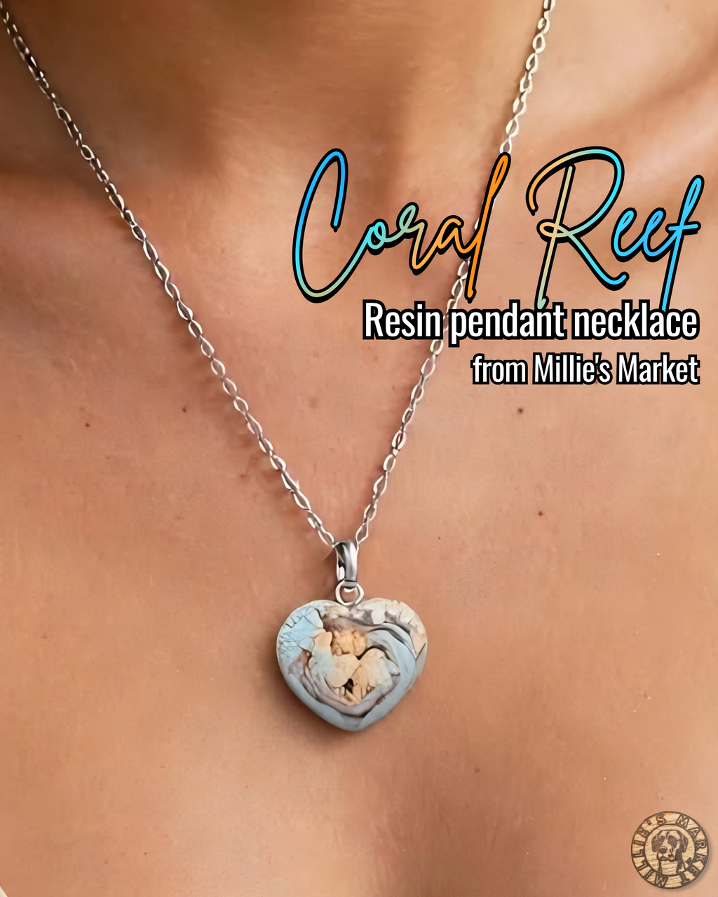 CORAL REEF Handmade Resin Petri Pendant Necklace