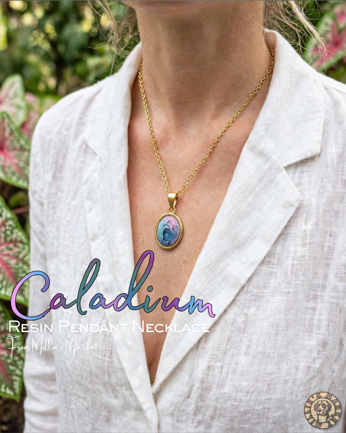 CALADIUM Handmade Resin Petri Pendant Necklace