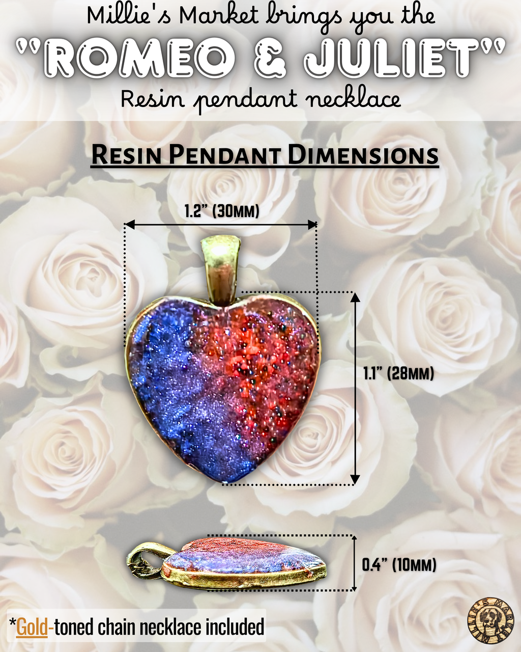 ROMEO & JULIET Handmade Resin Pendant Necklace