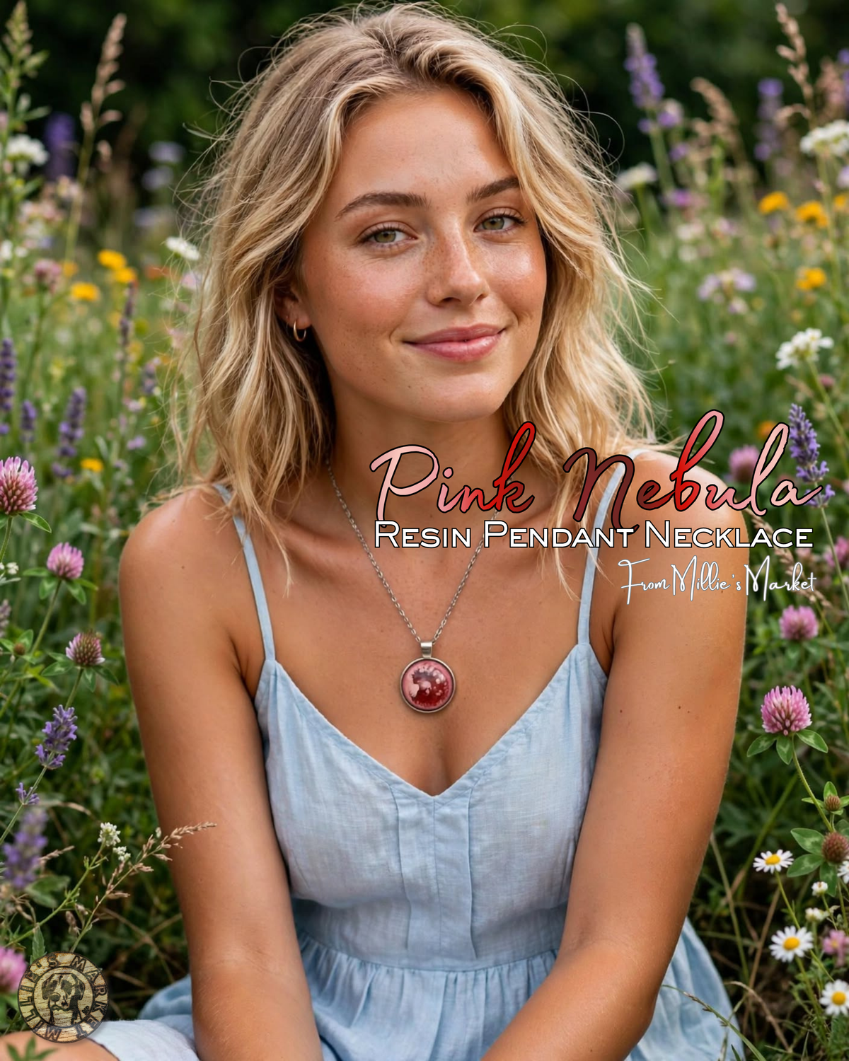 PINK NEBULA Handmade Resin Petri Pendant Necklace
