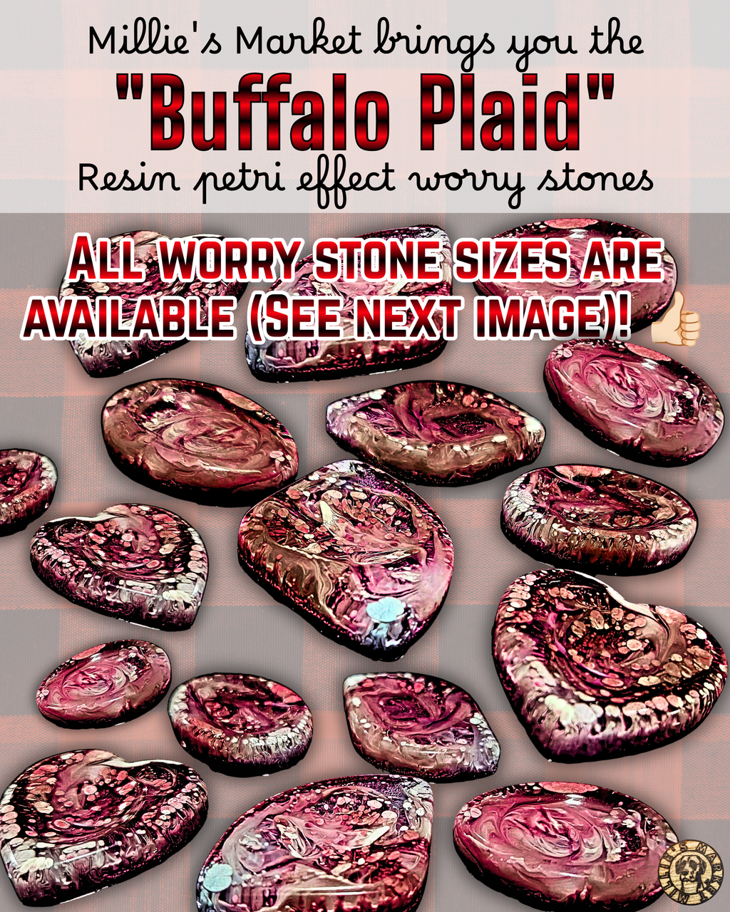 BUFFALO PLAID Resin Petri Worry Stone