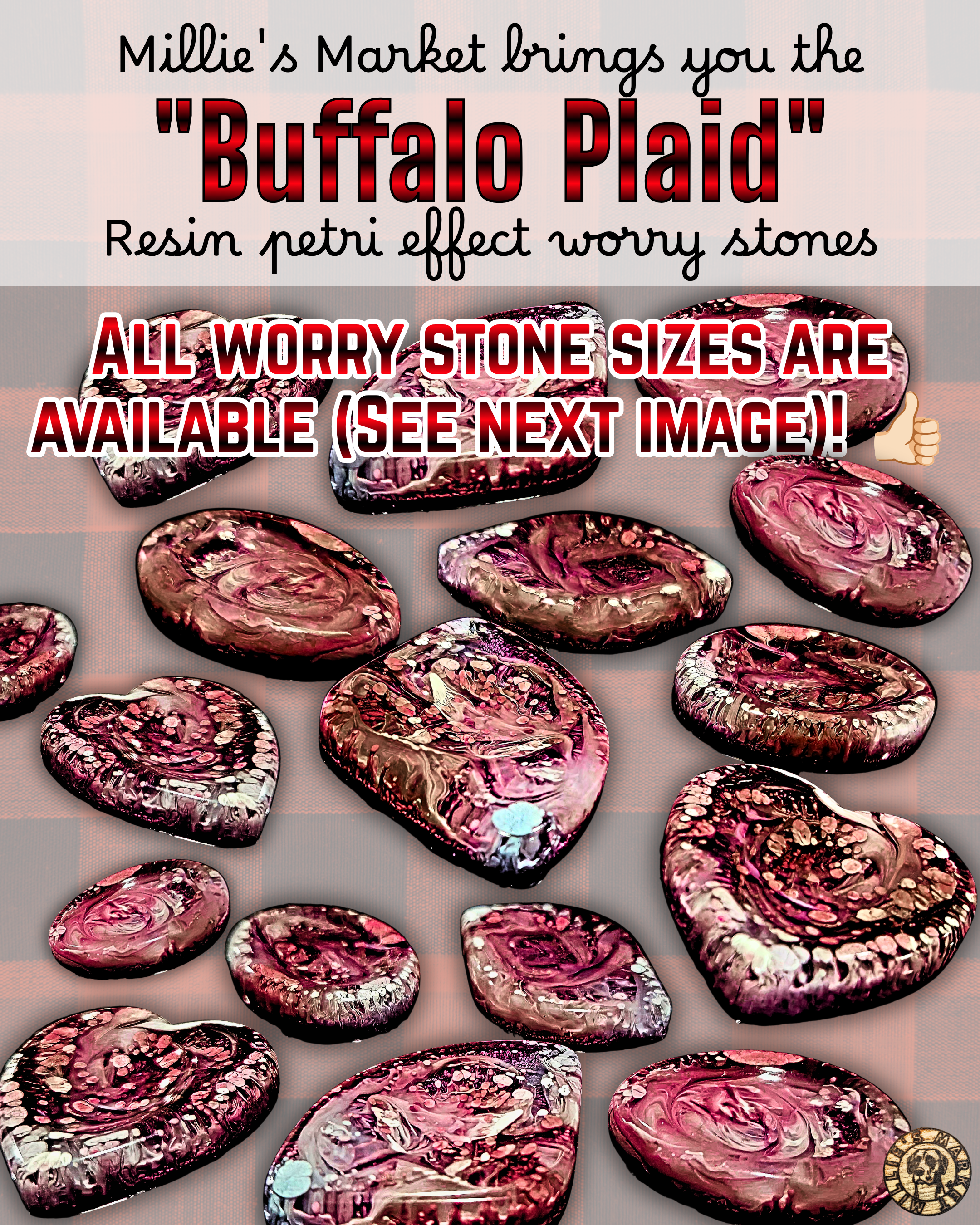BUFFALO PLAID Resin Petri Worry Stone