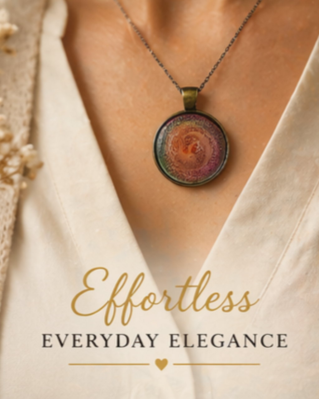 SORBET Handmade Resin Pendant Necklace | Round Petri Jewelry