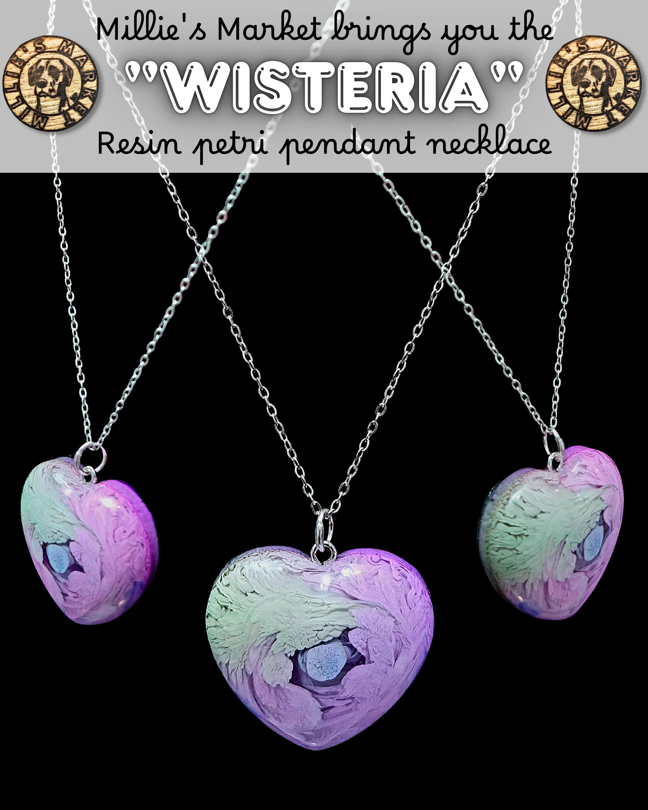 WISTERIA Handmade Resin Petri Pendant Necklace