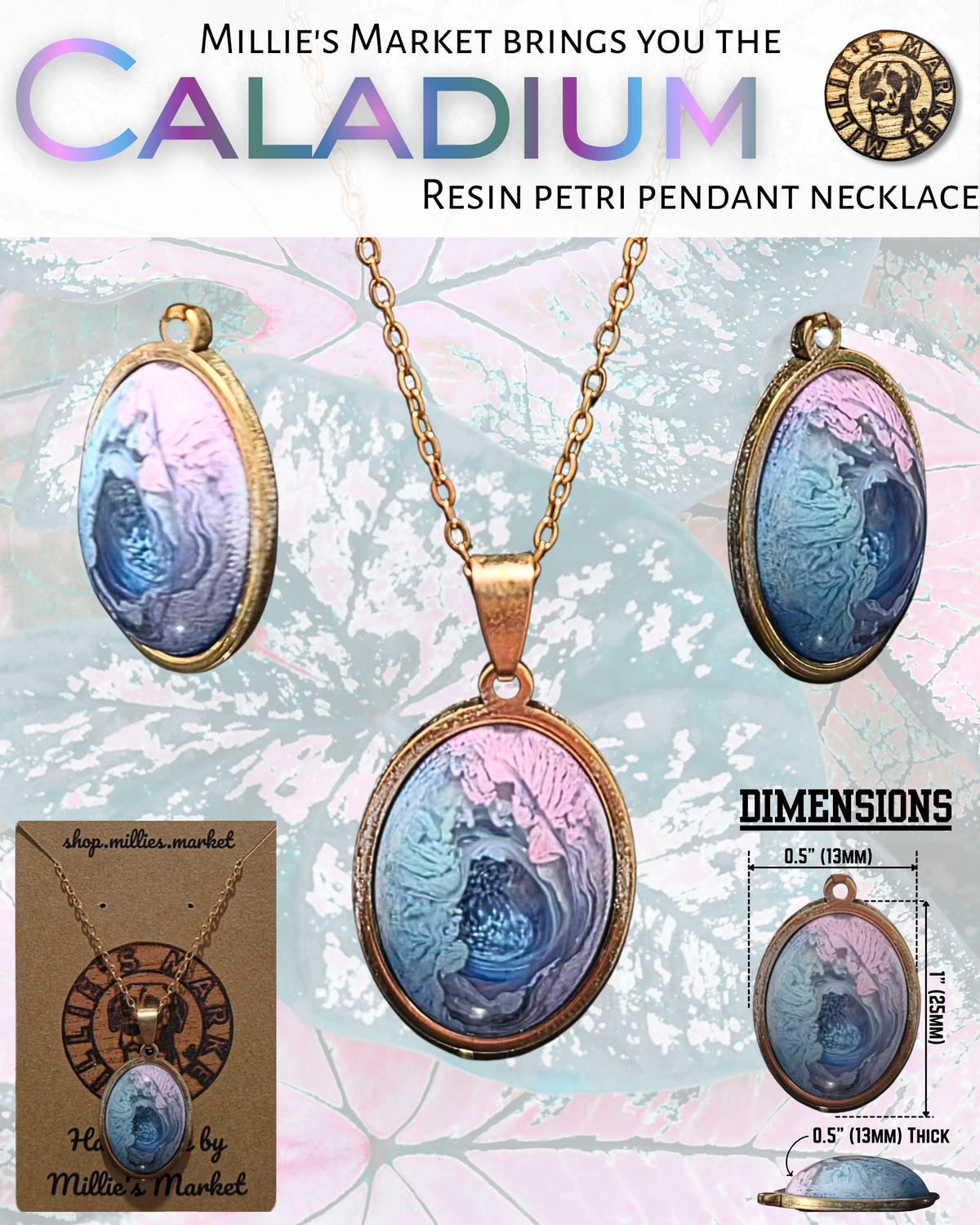 CALADIUM Handmade Resin Petri Pendant Necklace