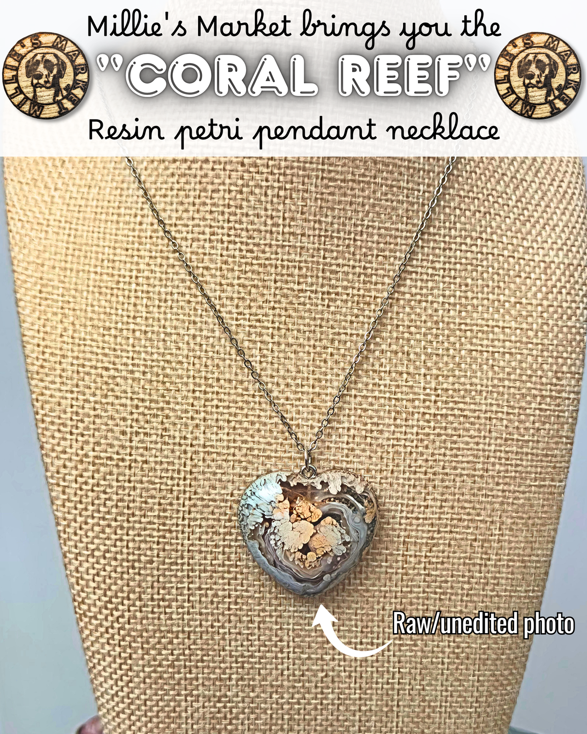 CORAL REEF Handmade Resin Petri Pendant Necklace