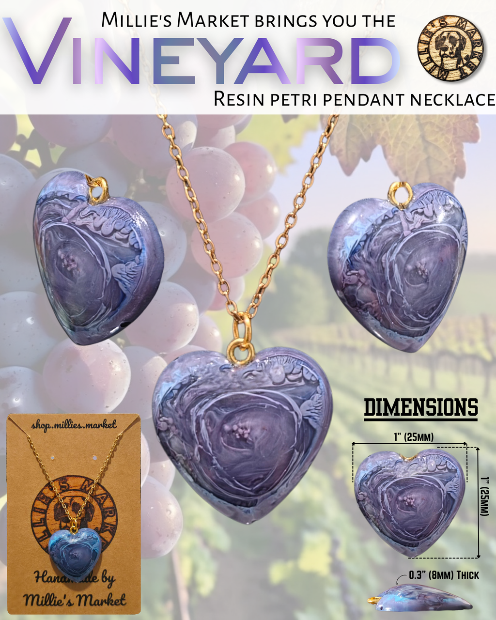 VINEYARD Handmade Resin Petri Pendant Necklace