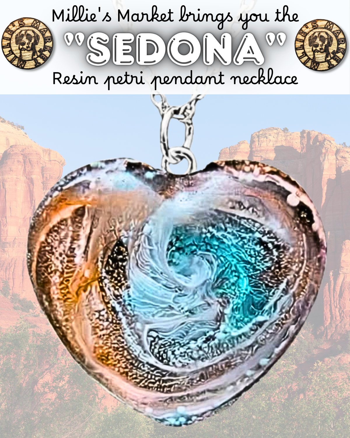 SEDONA Handmade Resin Petri Pendant Necklace