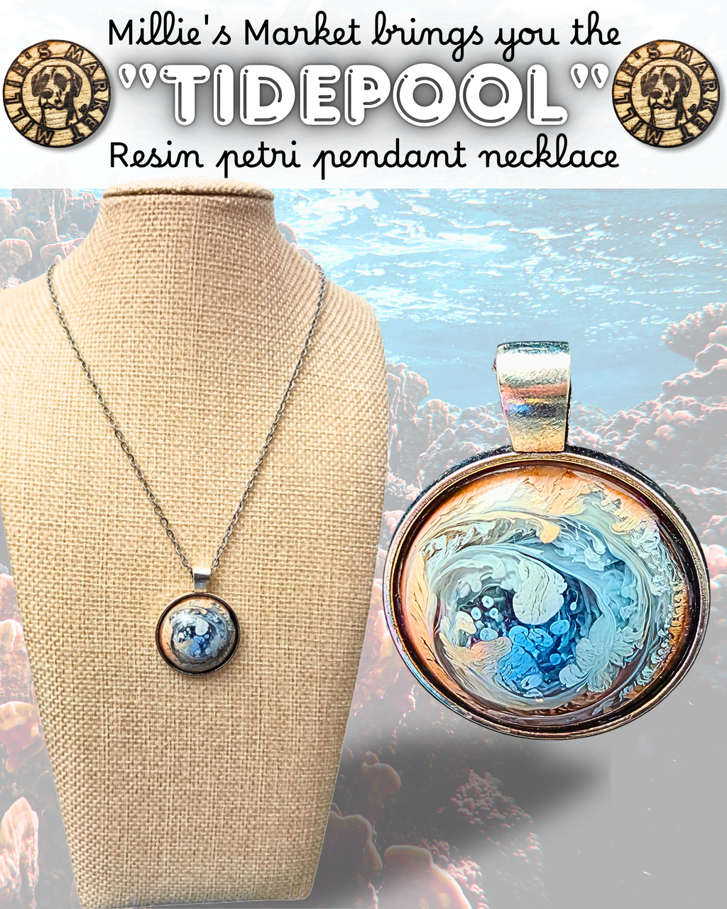 TIDEPOOL Handmade Resin Petri Pendant Necklace