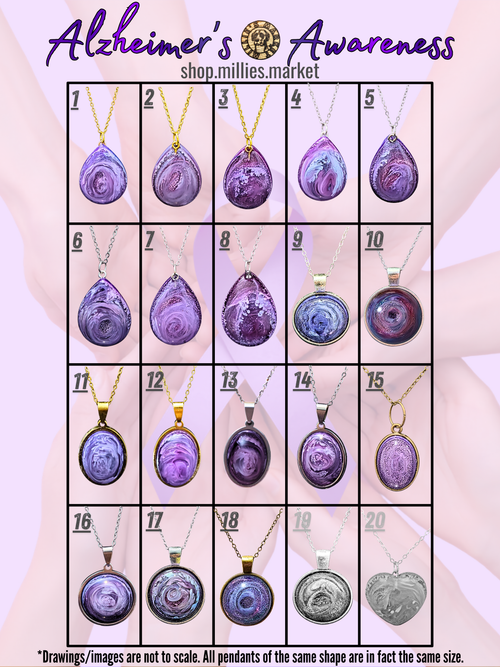 ALZHEIMER'S AWARENESS Handmade Resin Petri Pendant Collection