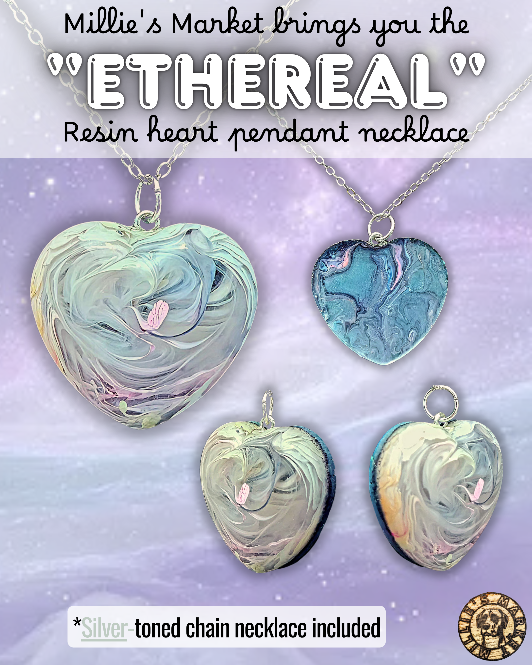 ETHEREAL Handmade Resin Heart Pendant Necklace