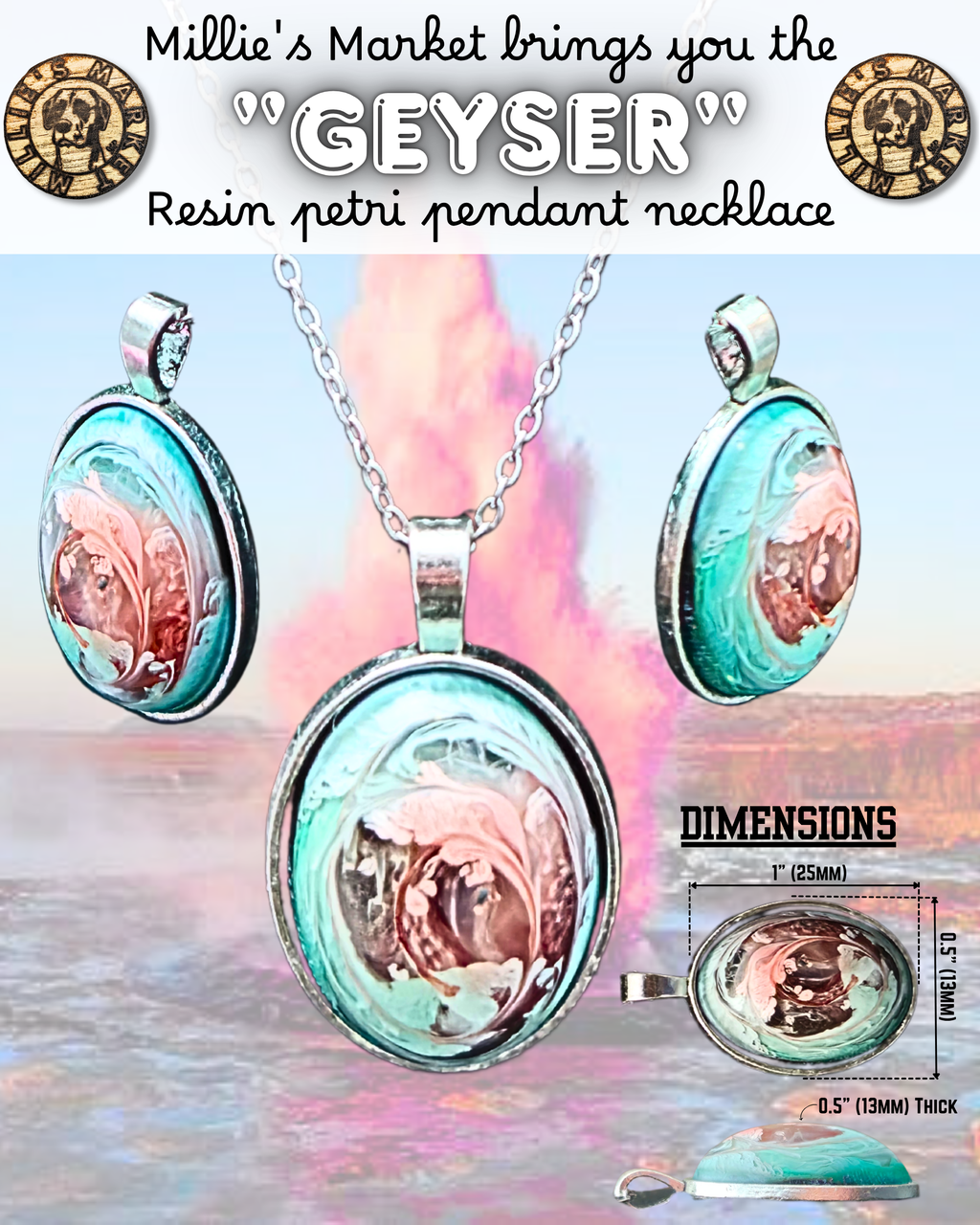 GEYSER Handmade Resin Petri Pendant Necklace