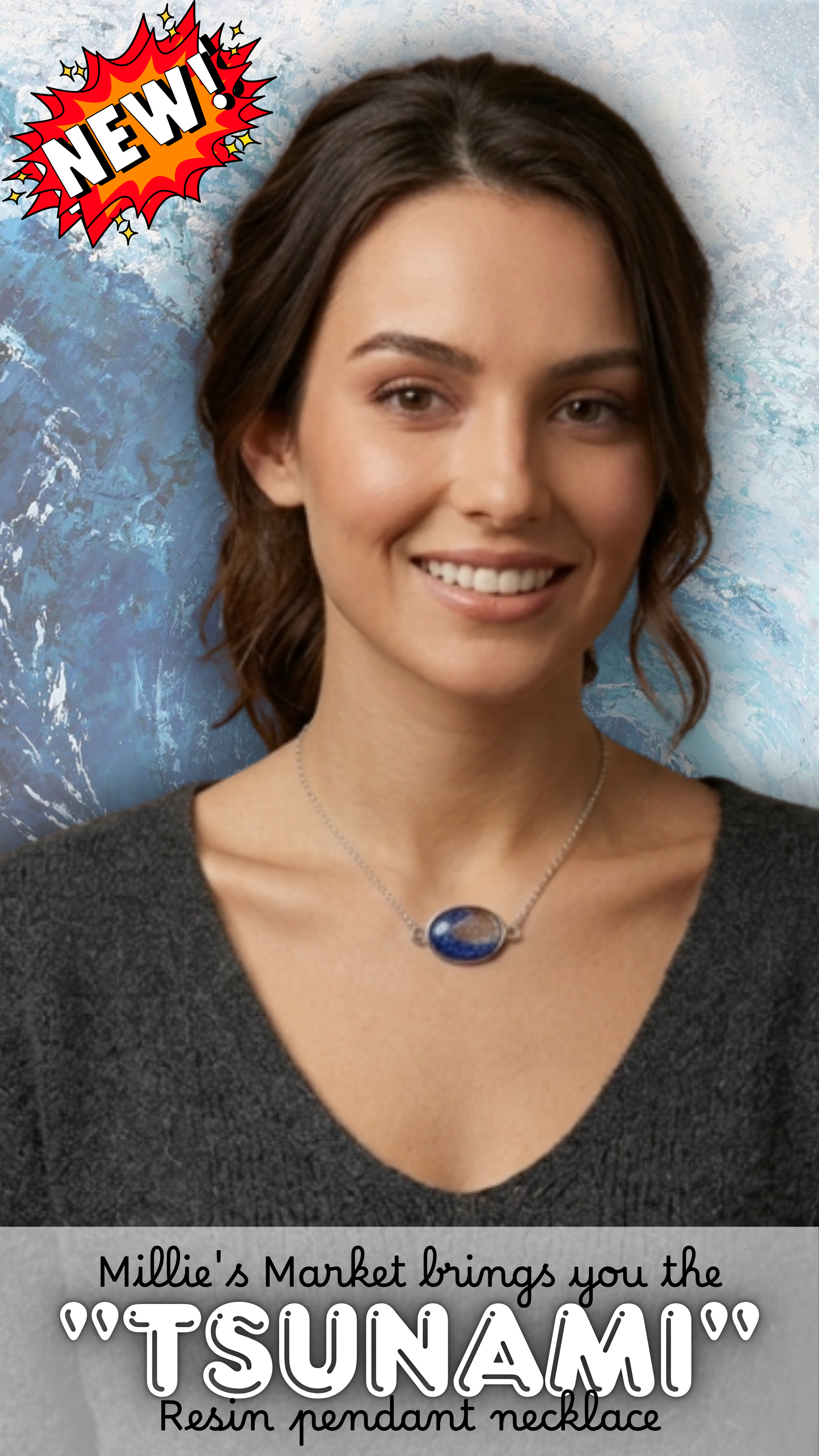 TSUNAMI Handmade Resin Pendant Necklace | Iridescent Bubbles