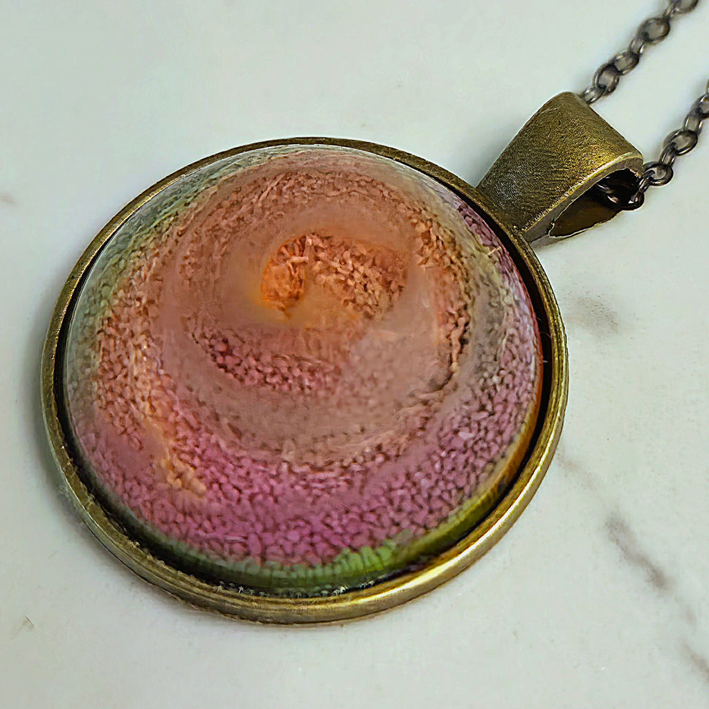 SORBET Handmade Resin Pendant Necklace | Round Petri Jewelry