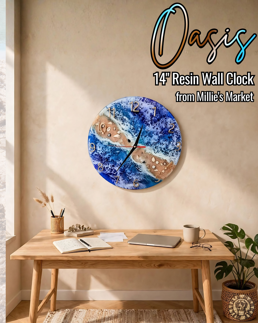 OASIS Handmade Resin Wall Clock