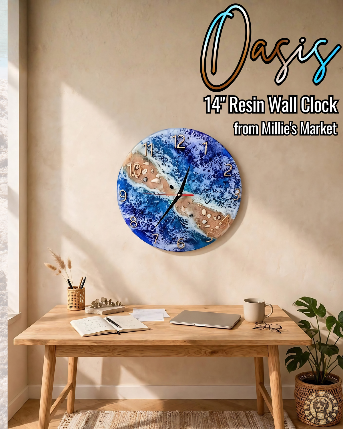 OASIS Handmade Resin Wall Clock