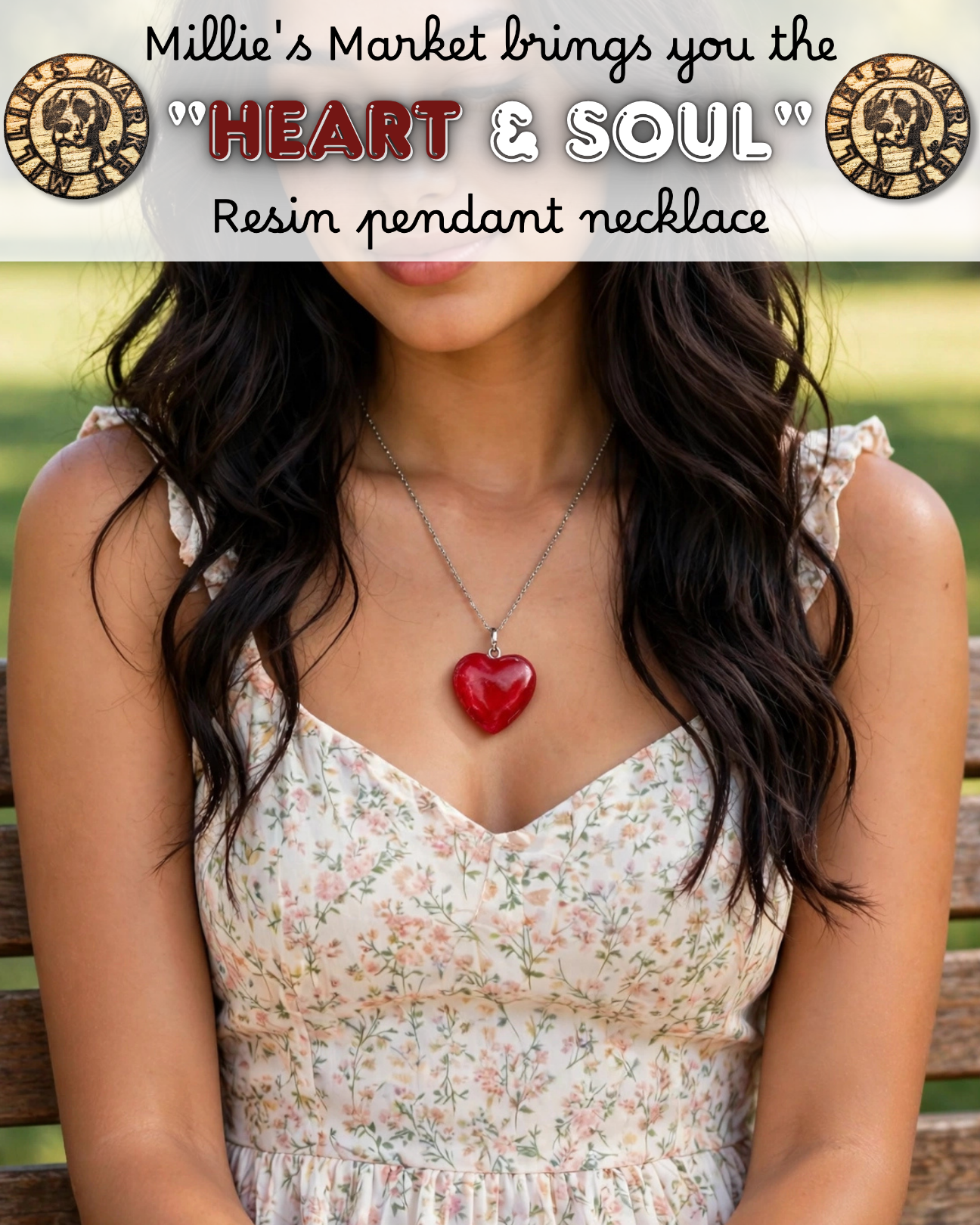 HEART & SOUL Handmade Resin Pendant Necklace