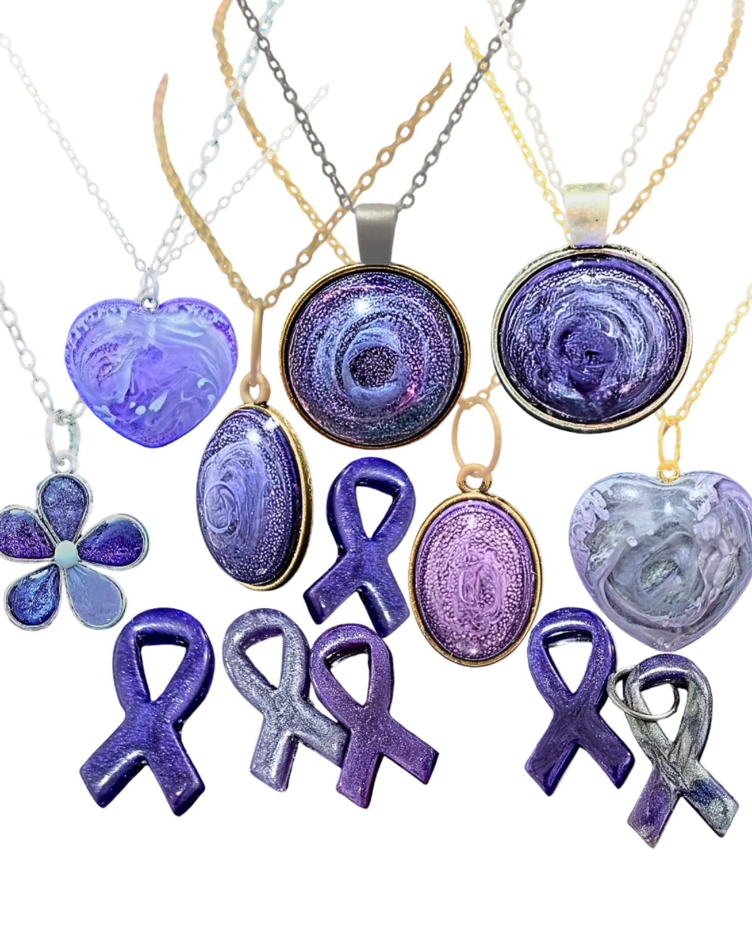 ALZHEIMER'S AWARENESS Handmade Resin Petri Pendant Collection