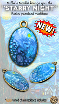 "Starry Night" Handmade Resin Pendant Necklace | Iridescent Bubbles
