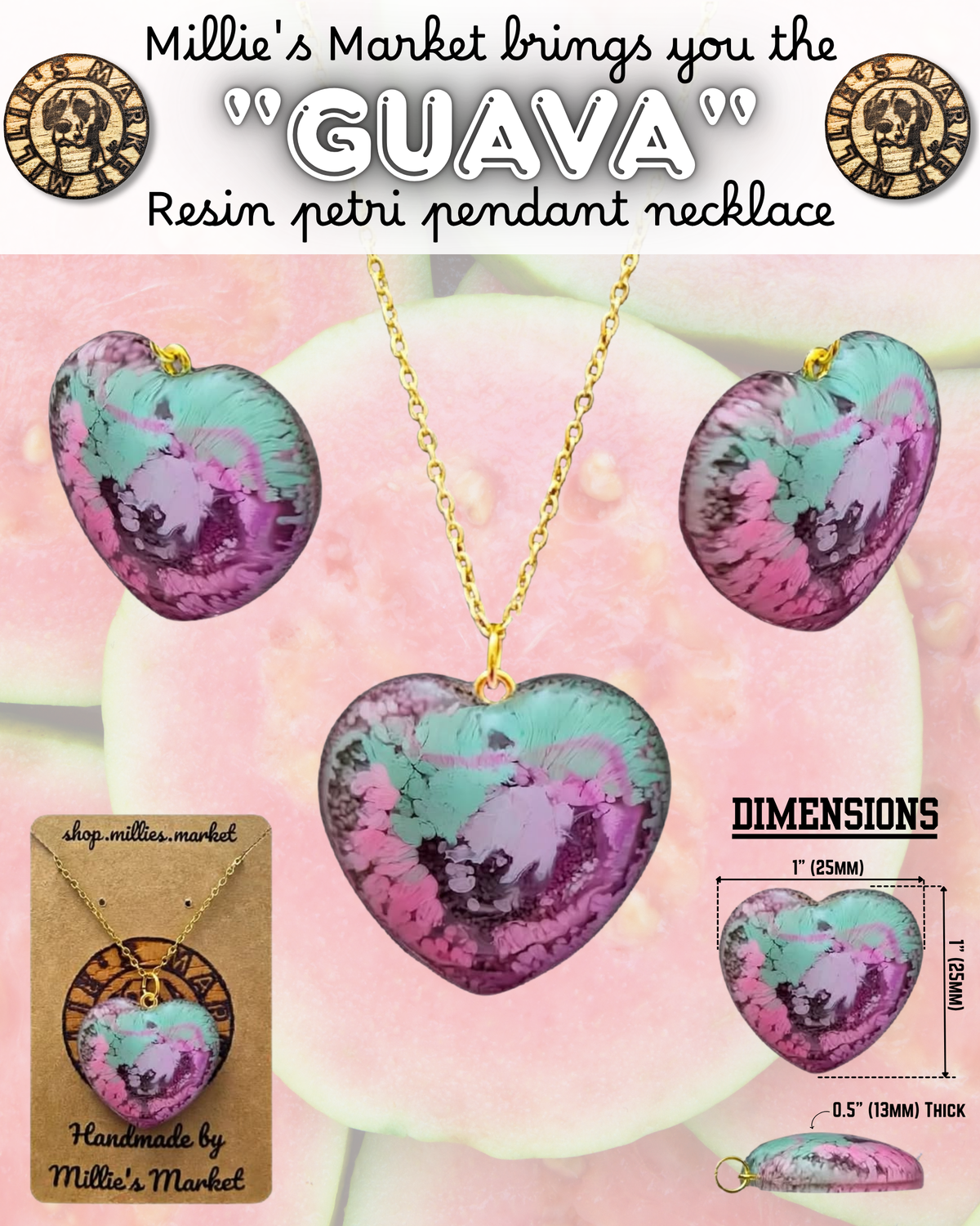 GUAVA Handmade Resin Petri Pendant Necklace