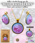 BLUE RASPBERRY Handmade Resin Petri Pendant Necklace