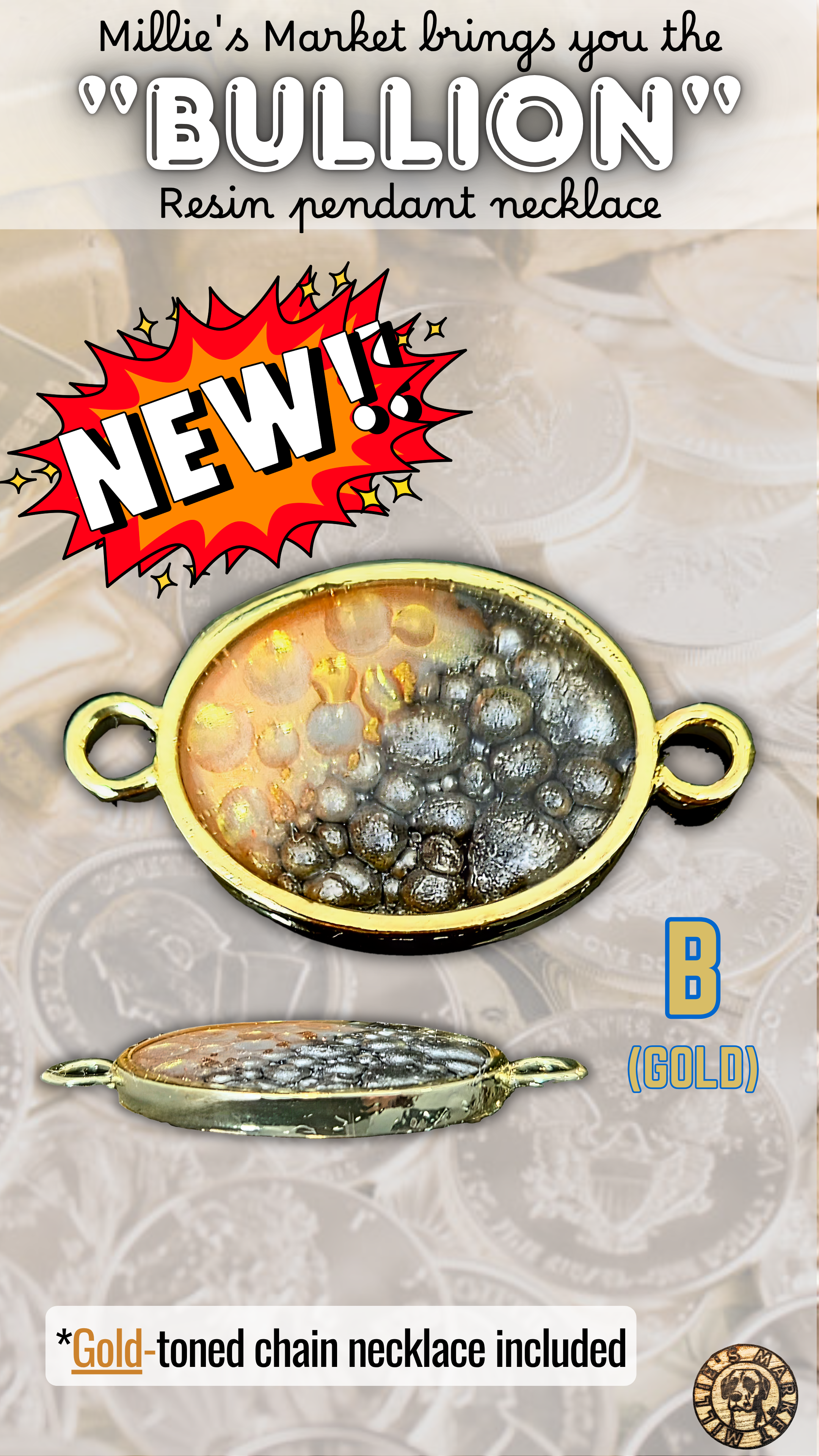 BULLION Handmade Resin Pendant Necklace | Iridescent Bubbles