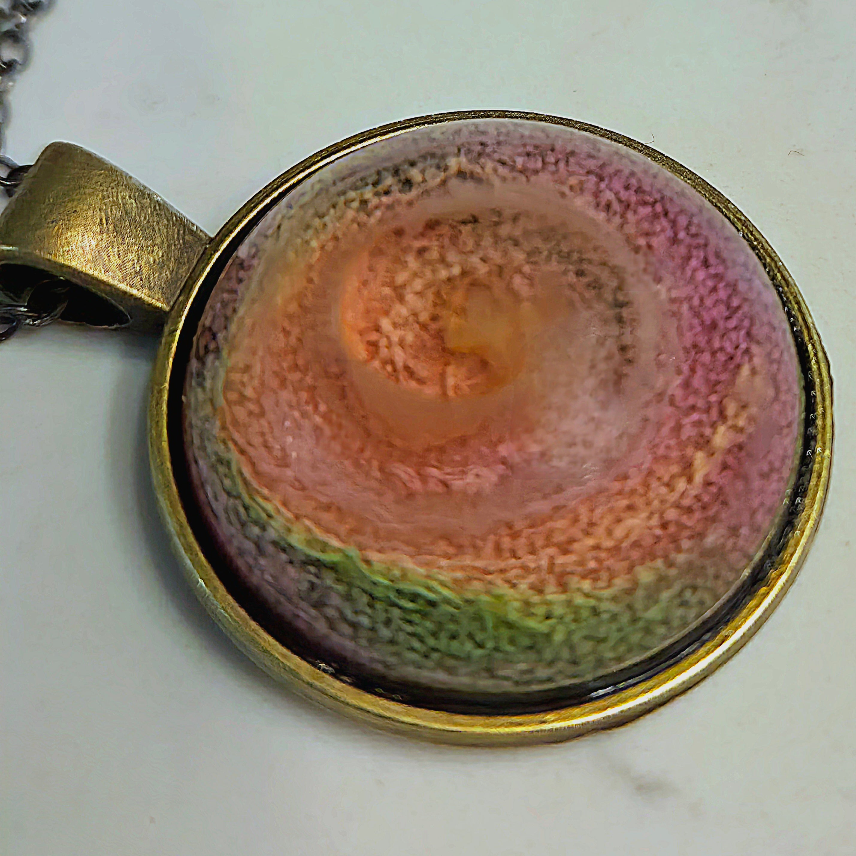 SORBET Handmade Resin Pendant Necklace | Round Petri Jewelry