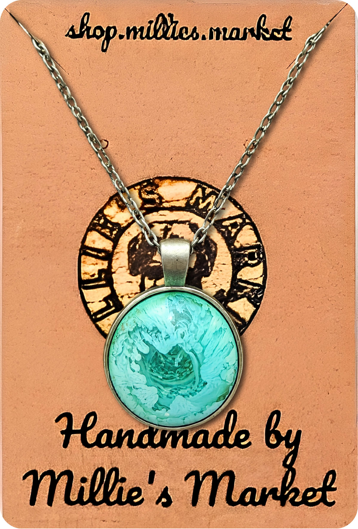 LIME SLUSH Handmade Resin Petri Pendant Necklace