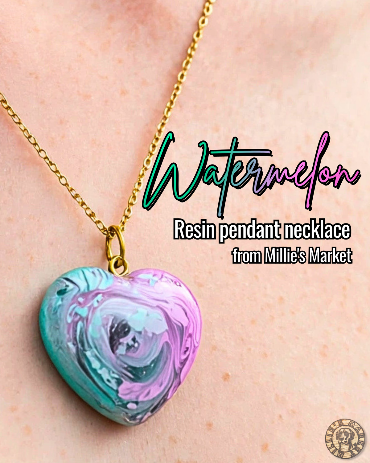 WATERMELON Handmade Resin Petri Pendant Necklace