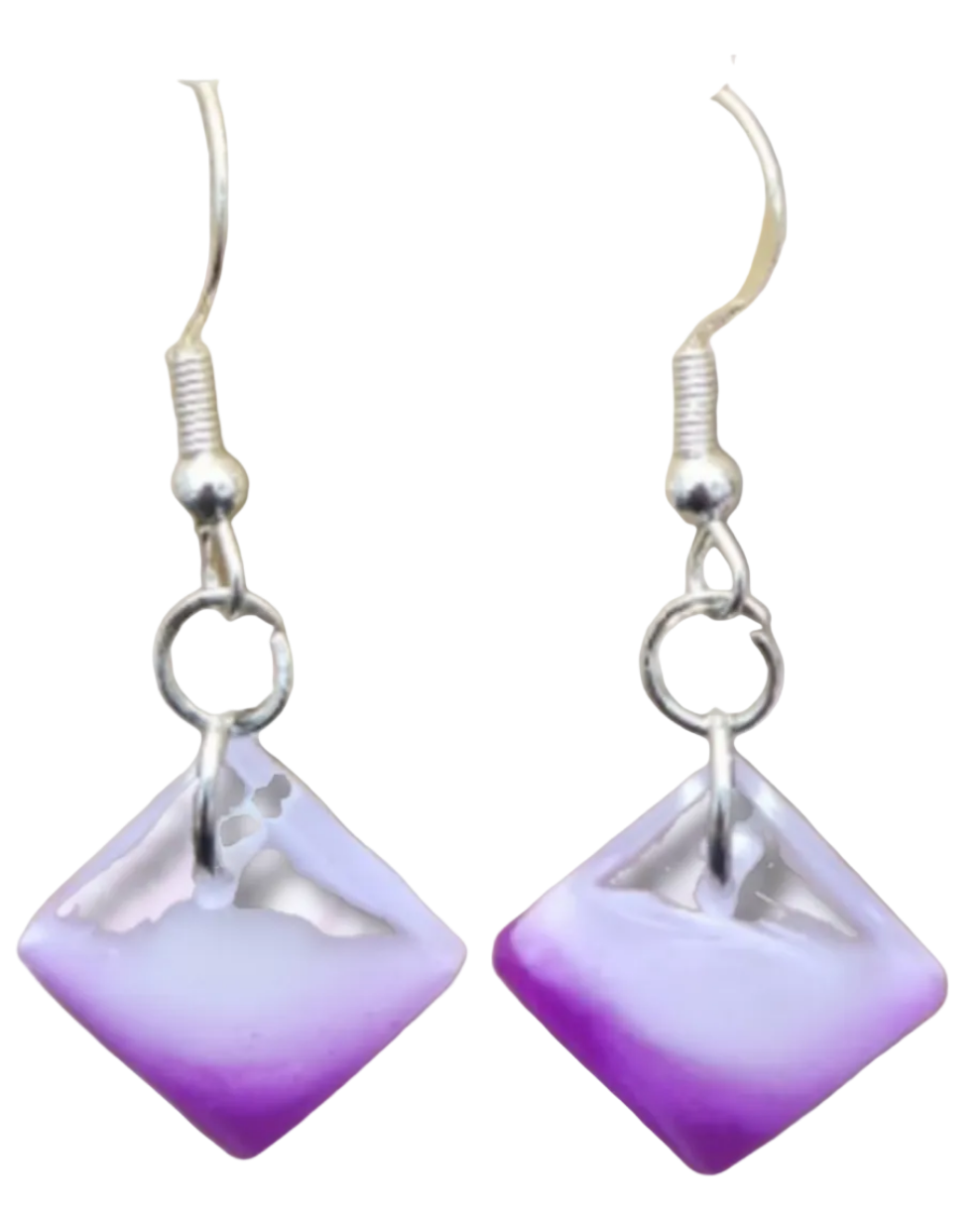 LILAC & LAVENDER Handmade Diamond-Shaped Resin Earrings