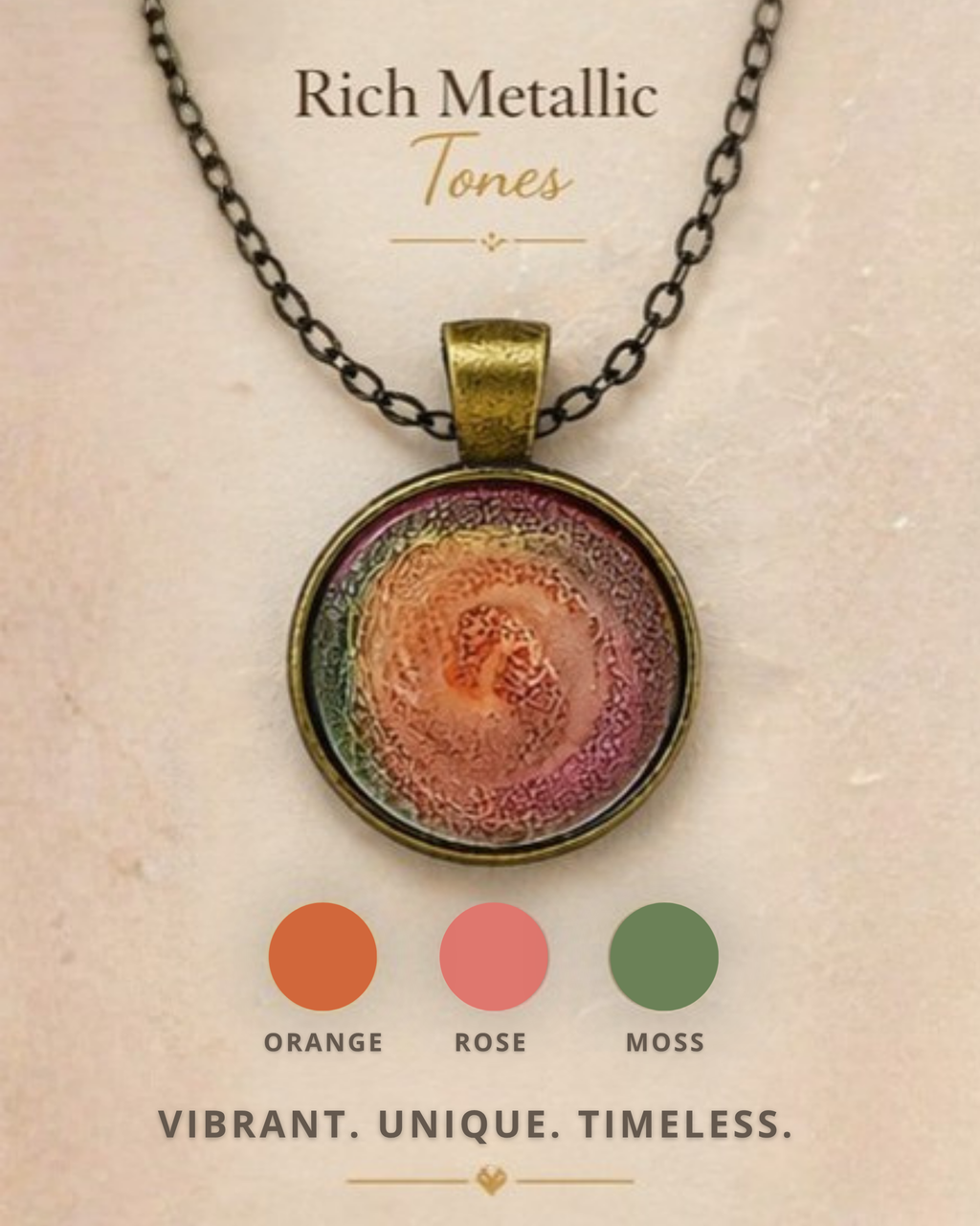 SORBET Handmade Resin Pendant Necklace | Round Petri Jewelry