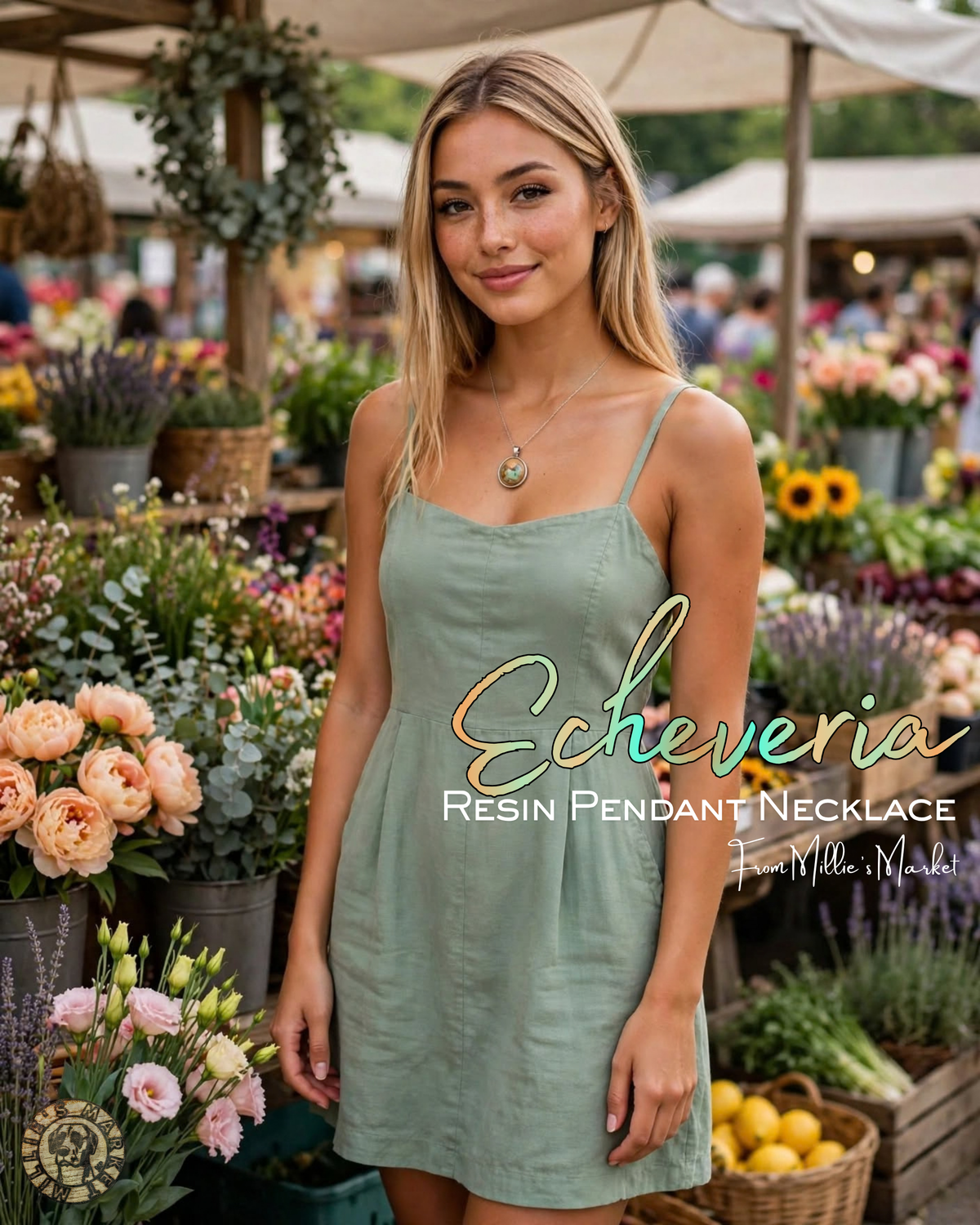 ECHEVERIA Handmade Resin Petri Pendant Necklace