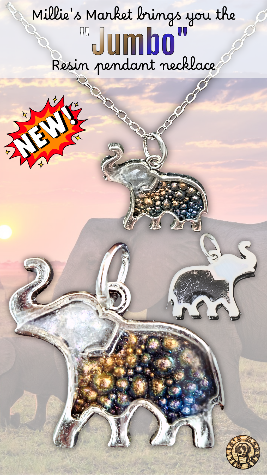 JUMBO Handmade Resin Pendant Necklace | Iridescent Bubbles