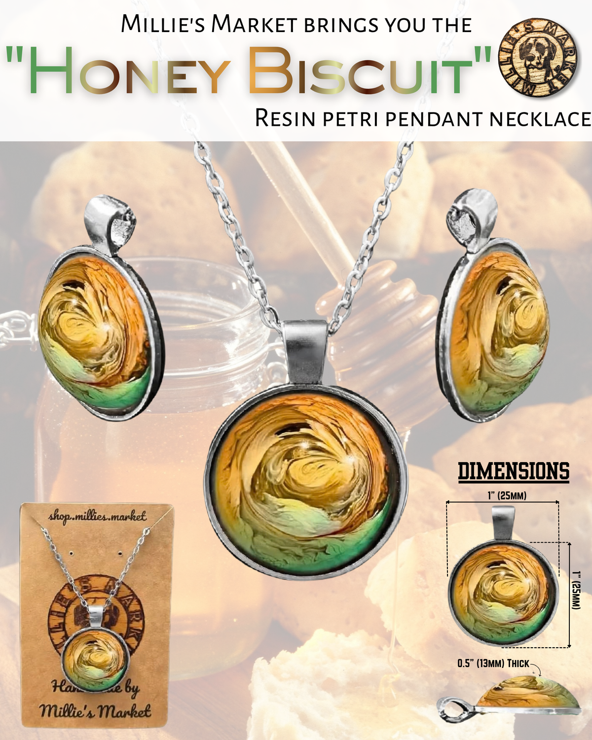HEDGEROW HEARTH Handmade Resin Petri Pendant Necklace Collection