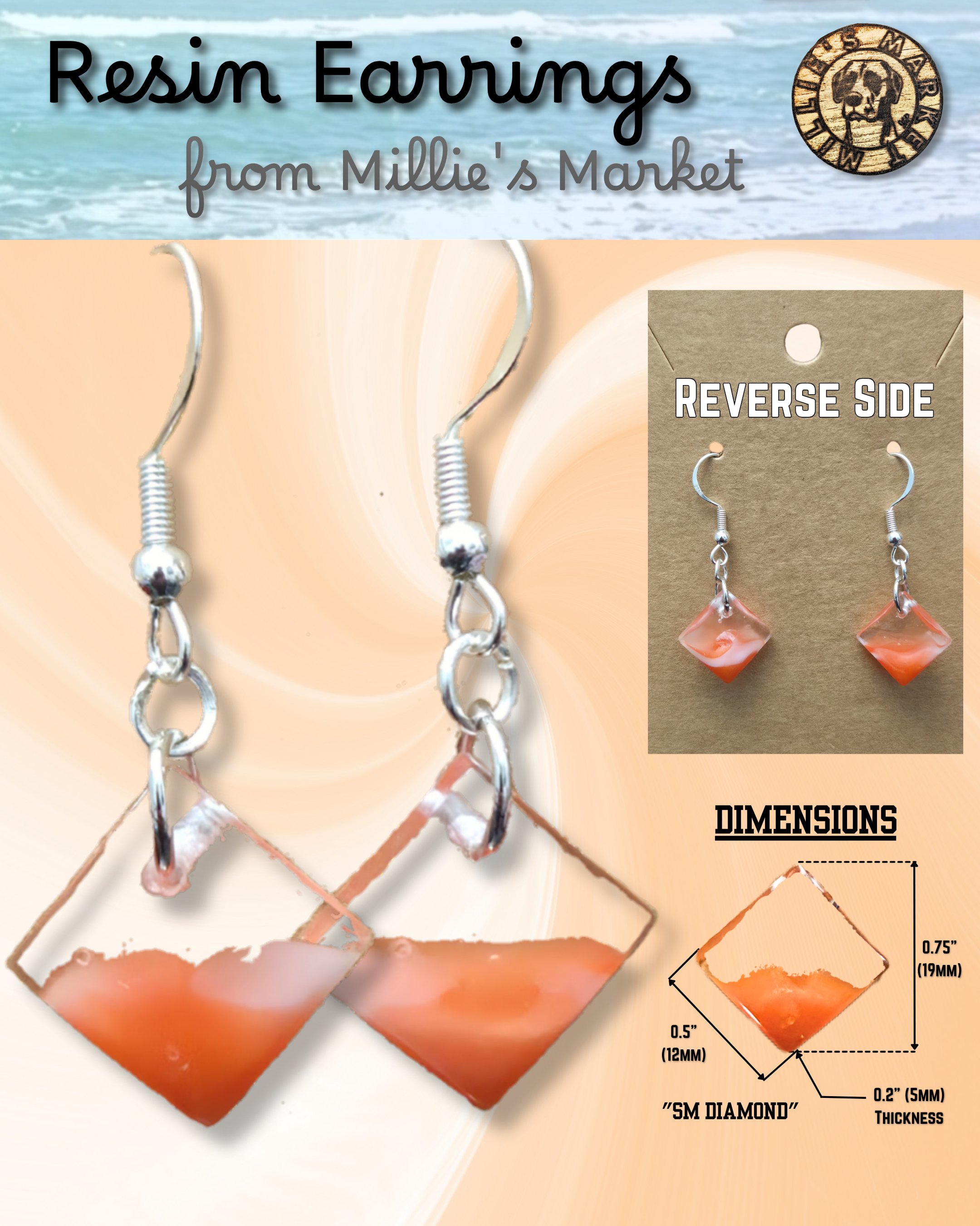 CREAMSICLE Handmade Resin Earrings