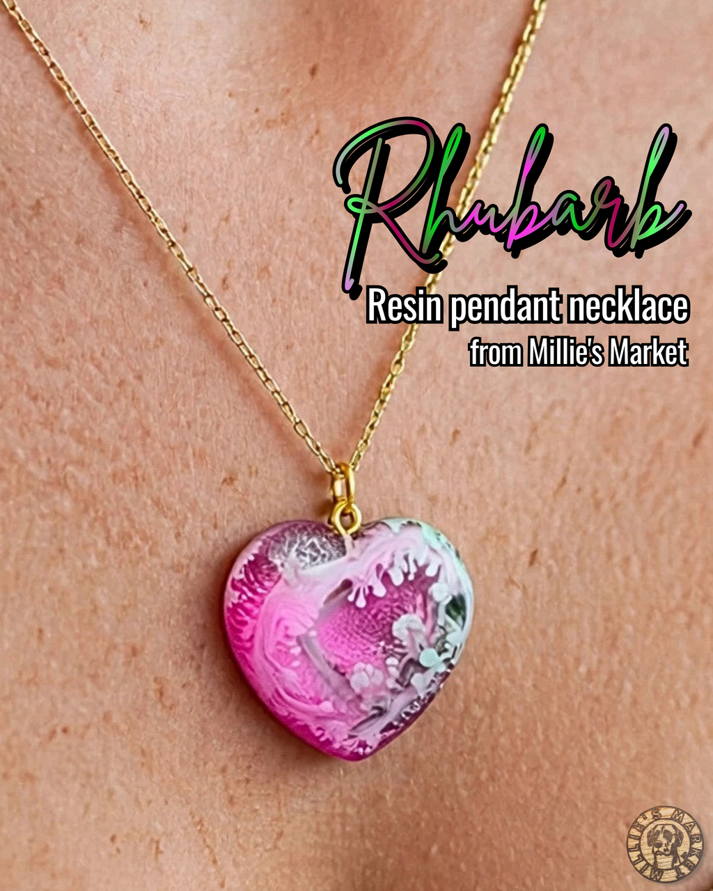RHUBARB Handmade Resin Petri Pendant Necklace