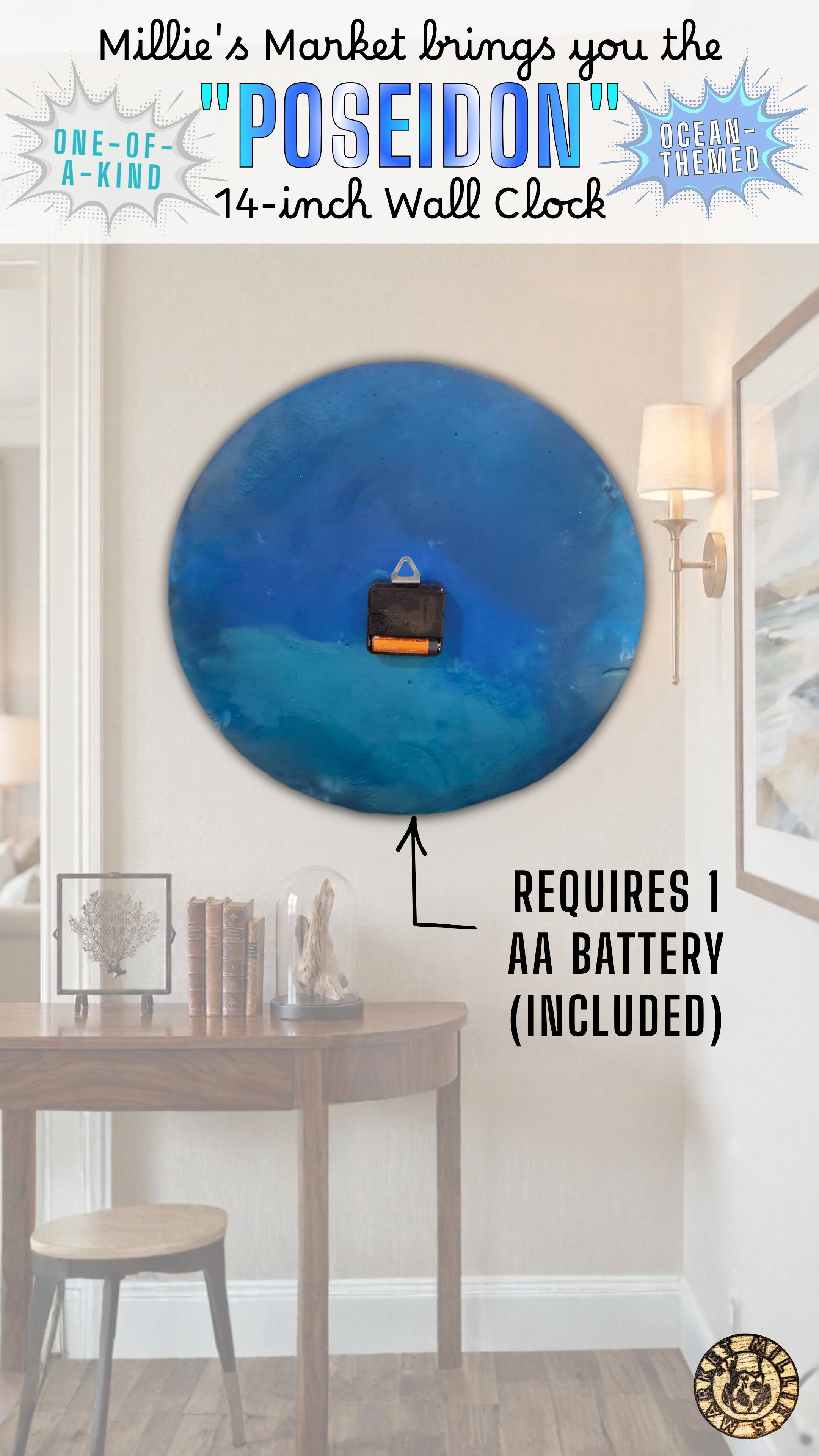 POSEIDON Handmade Resin Wall Clock