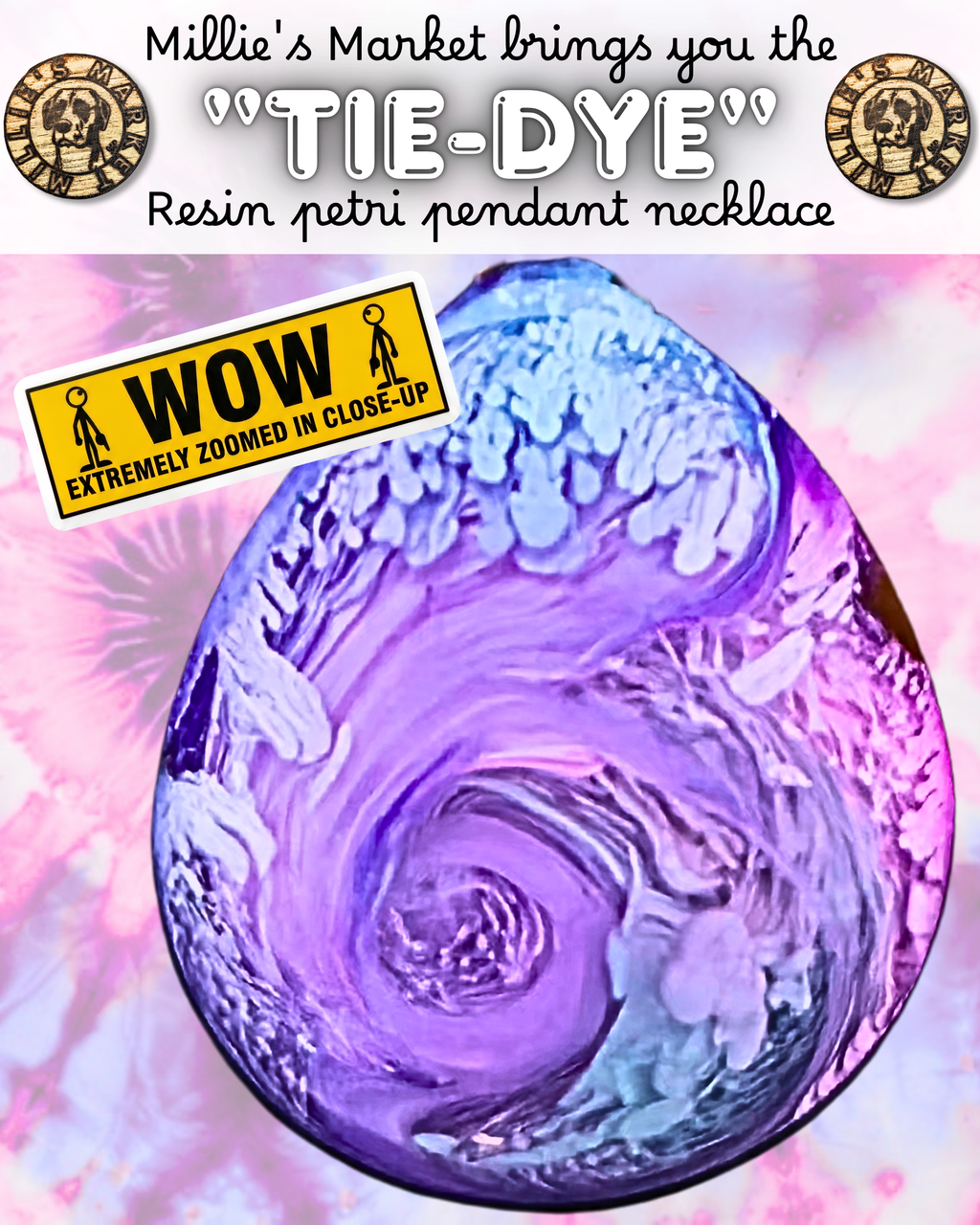 TIE-DYE Handmade Resin Petri Pendant Necklace
