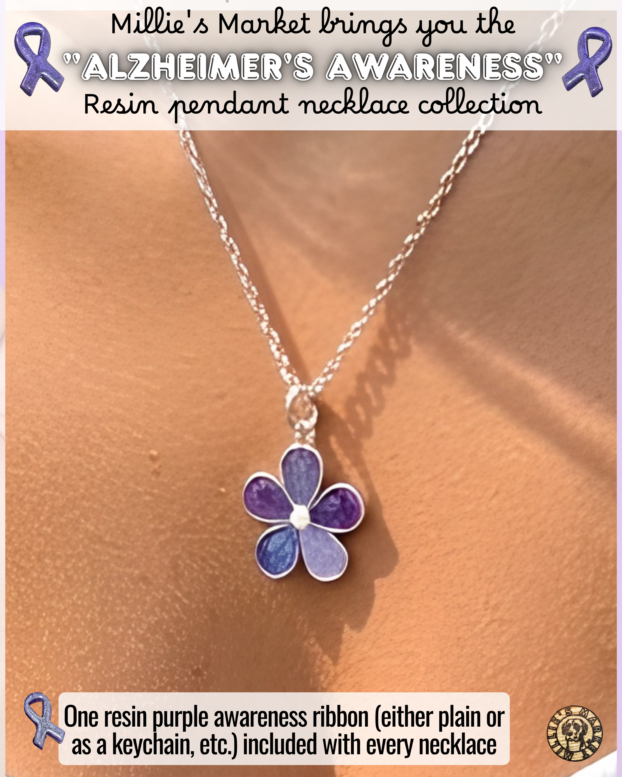 ALZHEIMER'S AWARENESS Handmade Resin Petri Pendant Collection