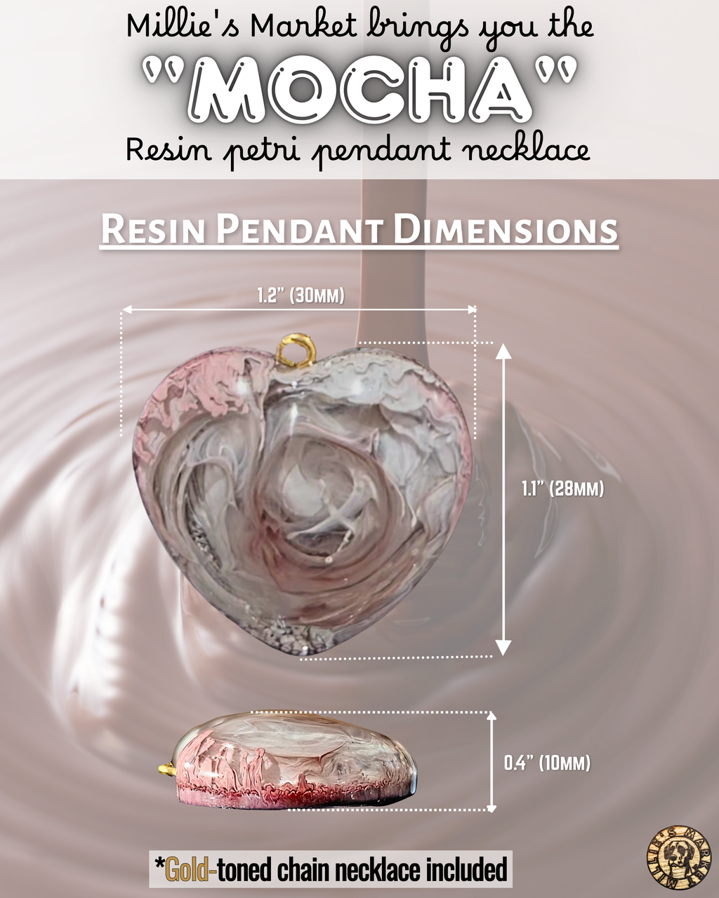 MOCHA Handmade Resin Petri Pendant Necklace
