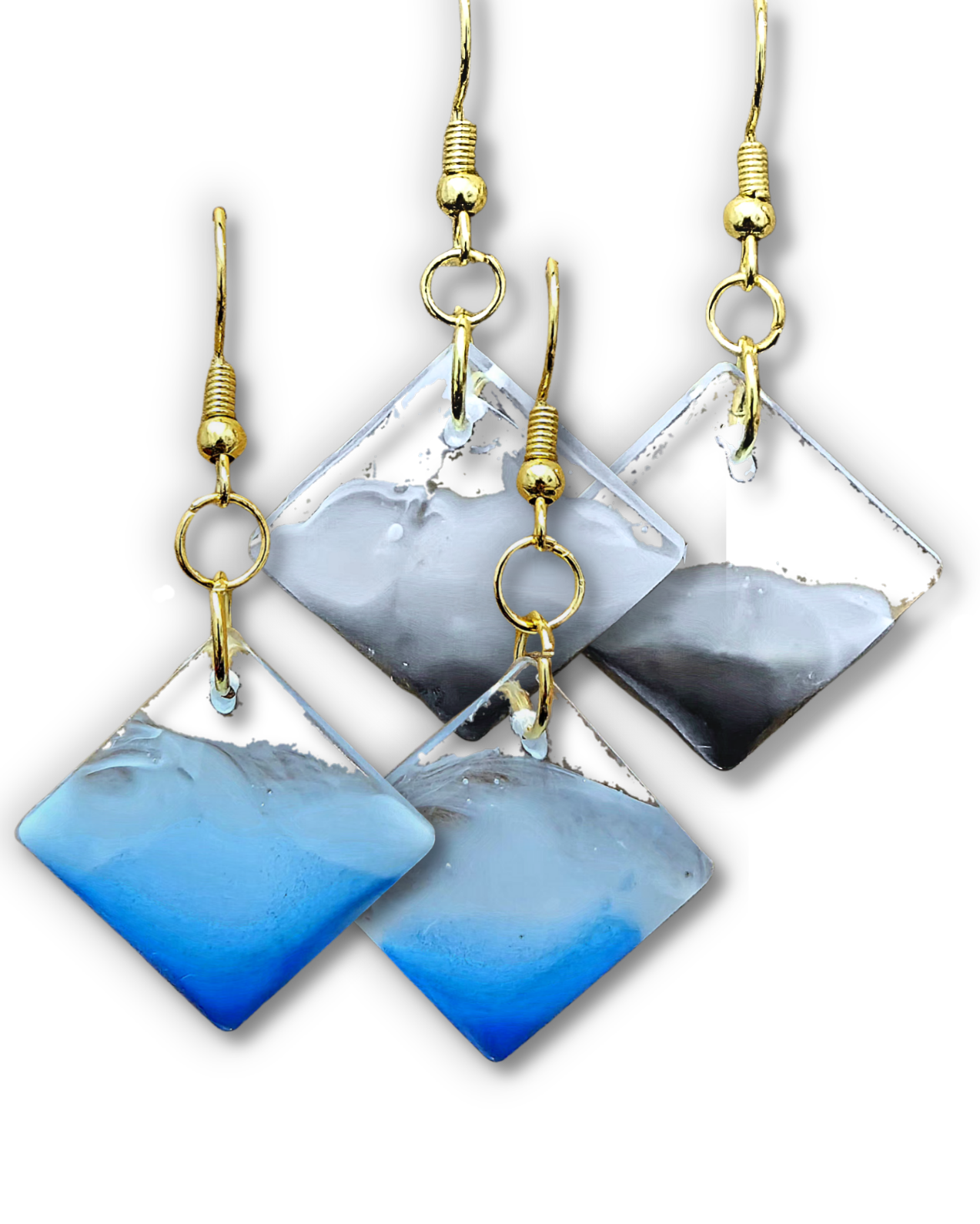 TIDAL WAVE Handmade Diamond-Shaped Resin Earrings
