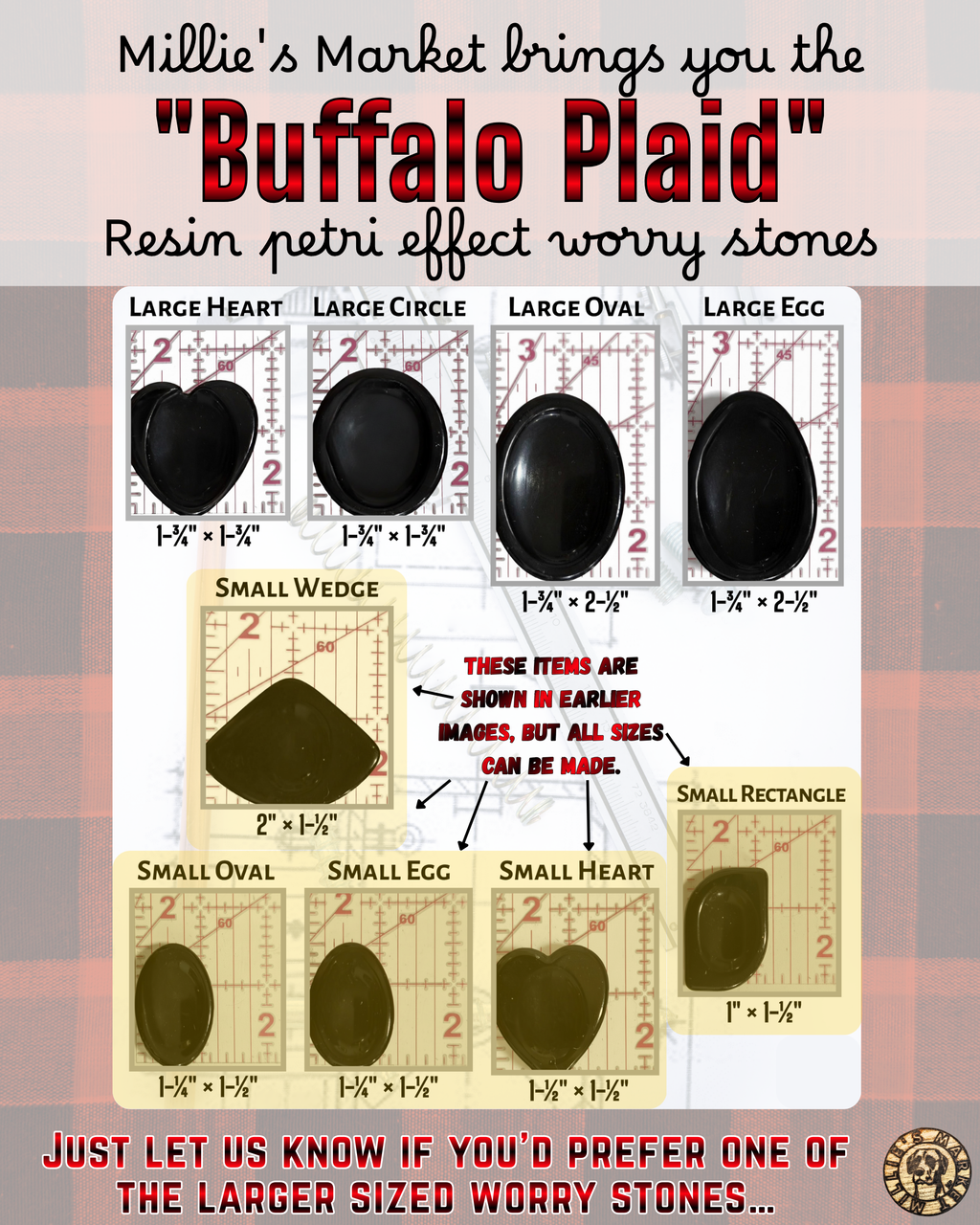 BUFFALO PLAID Resin Petri Worry Stone