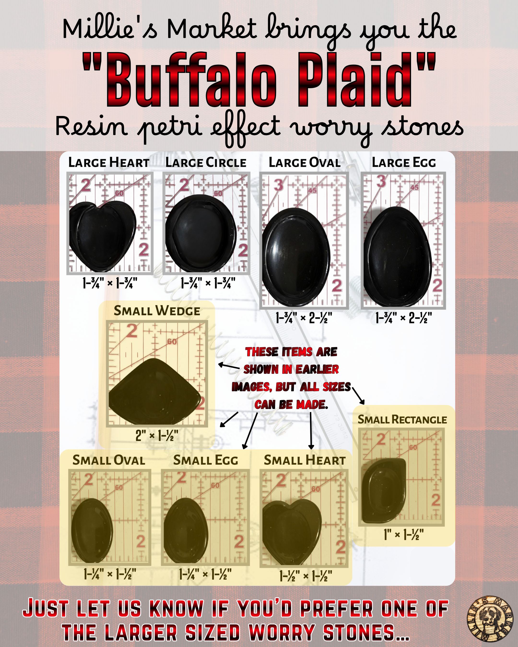 BUFFALO PLAID Resin Petri Worry Stone