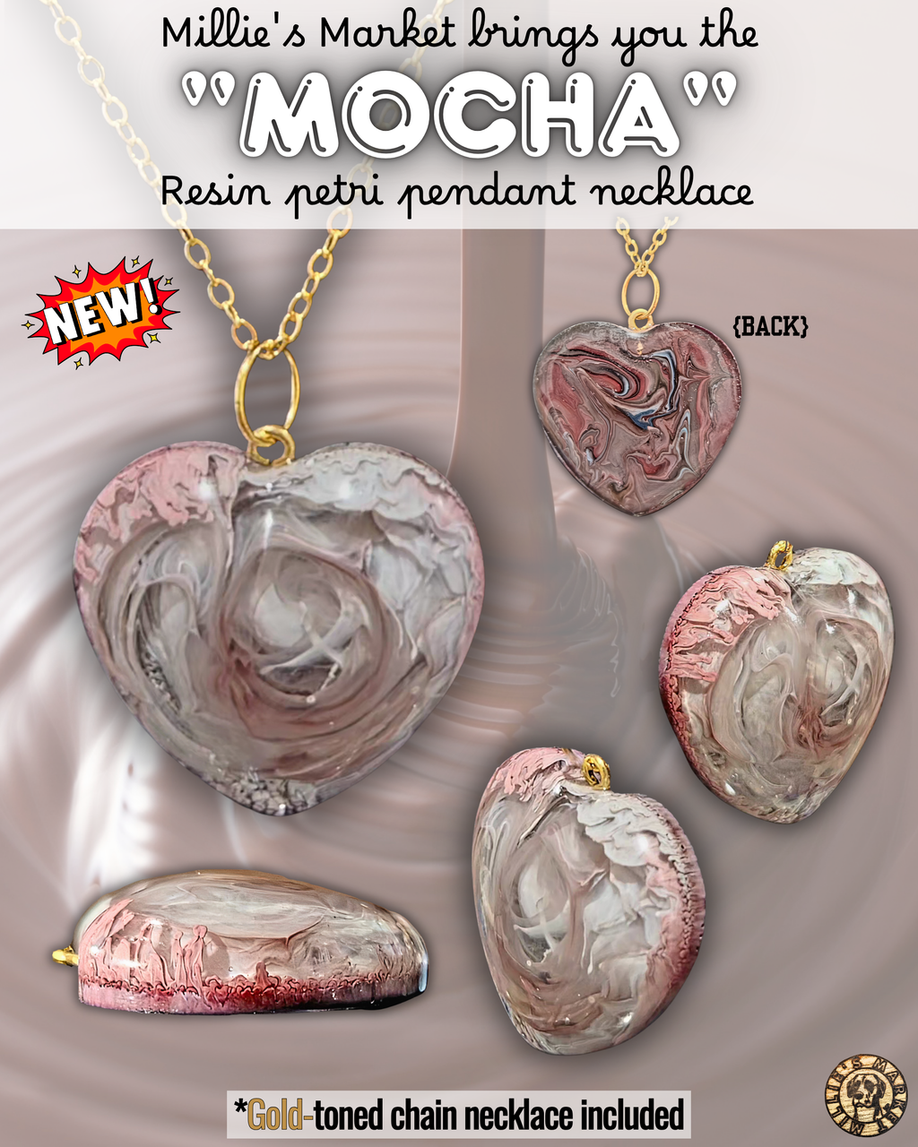 MOCHA Handmade Resin Petri Pendant Necklace